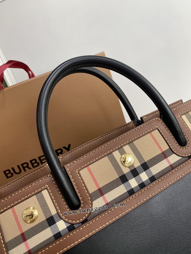 Burberry專門店新款大號Title泰爾勒手袋 巴寶莉Vintage復古格紋手提肩背女包 yxb1158